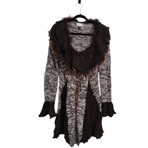 Vintage Sweater Cardigan Duster M Wool Whimsigoth Flowy Forest Fairy